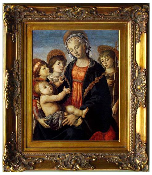 framed  BOTTICELLI, Sandro The Virgin and Child with Two Angels and the Young St John the Baptist, Ta056